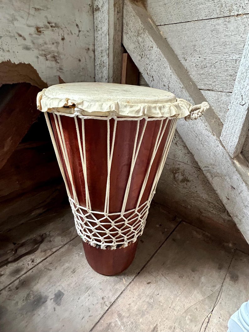Large Ashiko Wood Drum - West African Drum - Tribal - Animal Skin Top ...