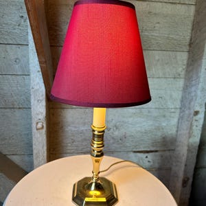 Baldwin brass table lamp candlestick lamp red lamp shade