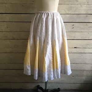 Vintage Yellow and white check skirt and lace - 60s square dancing  - costume - Halloween - full skirt