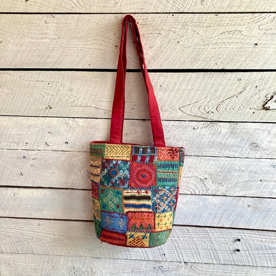 Hippie boho patchwork bag embroidered colorful sh… - image 1