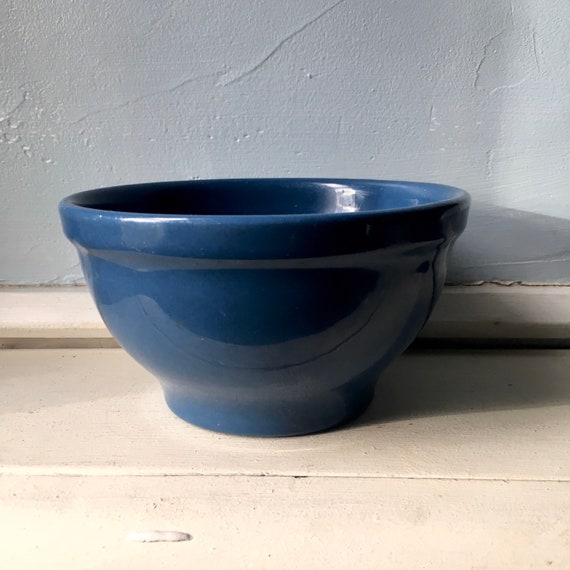 Small Antique Blue Mixing Bowl Early 1900s Ceramic Etsy