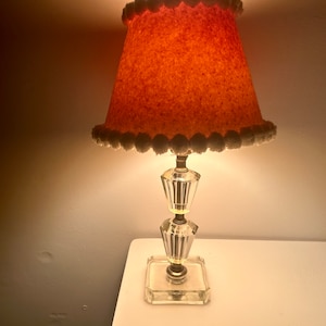 40s Clear cut glass table lamp - boudoir lamp - faceted glass - crystal lamp
