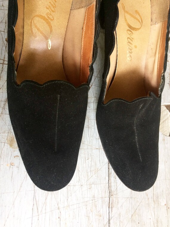 1940s Black Suede Shoes - - image 4