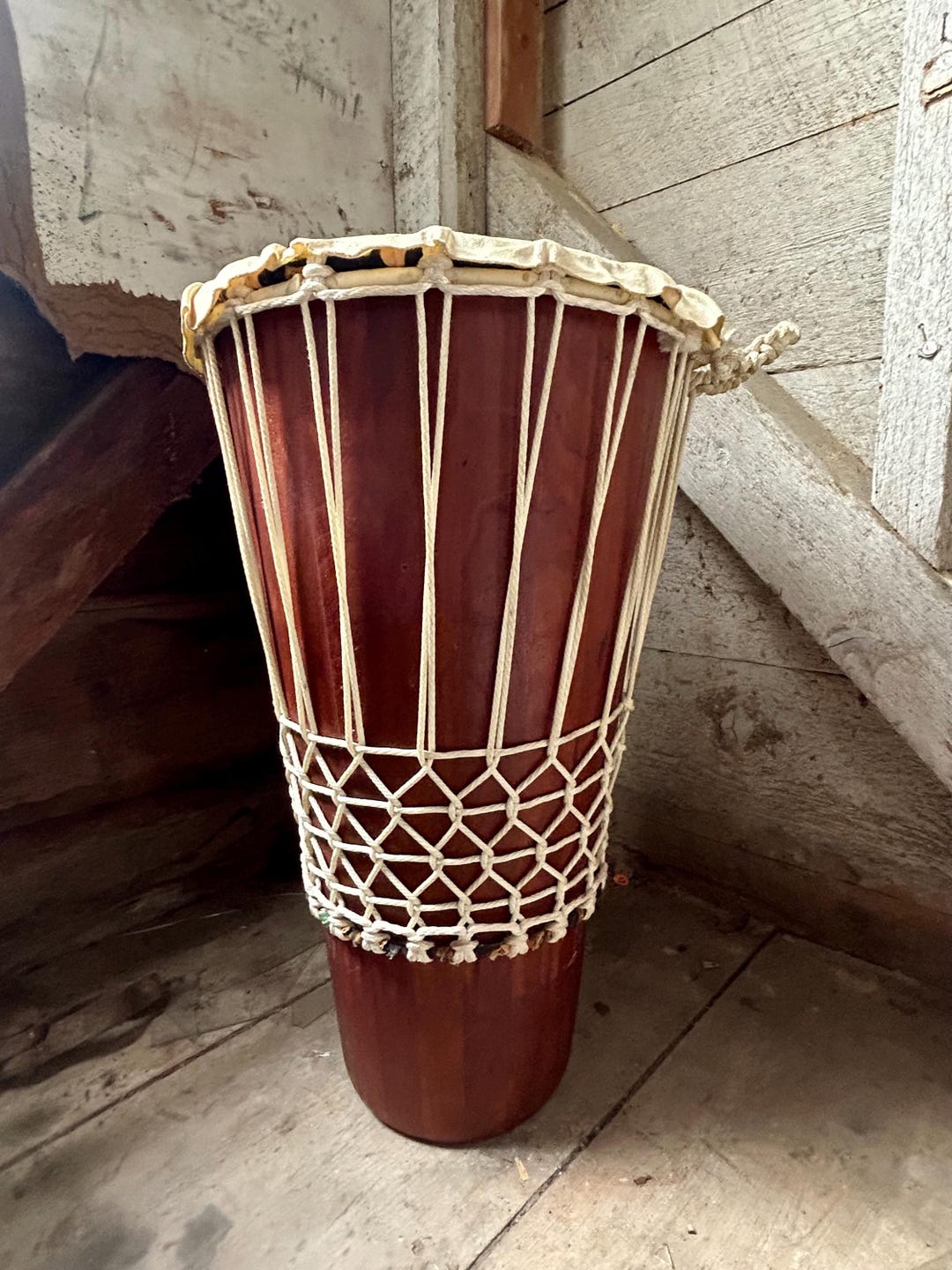 Large Ashiko Wood Drum - West African Drum - Tribal - Animal Skin