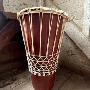 Large Ashiko wood drum - West African drum  - tribal - animal skin top - handmade hardwood