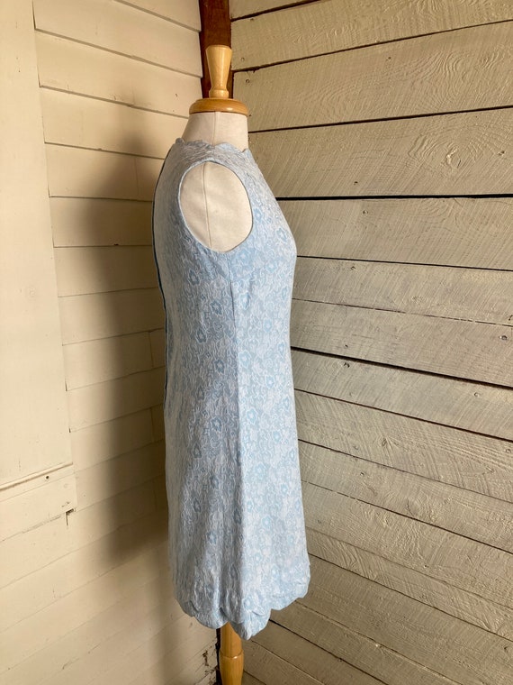 70s light blue sleeveless polyester knit dress sl… - image 2