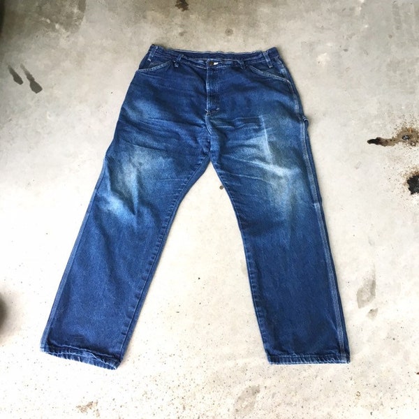 Dickies pantalon charpentier en denim bleu - délavé en détresse - jean bleu - pantalon de travail - taille haute - boucle de marteau - poche d’outil - homme fermier