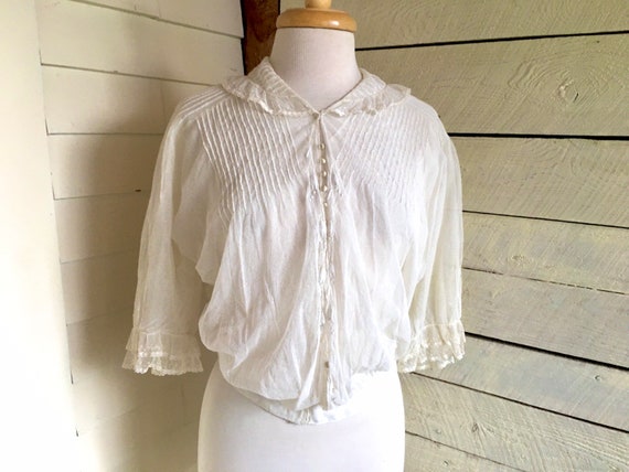 White Edwardian blouse - sheer fabric - 1900s - la
