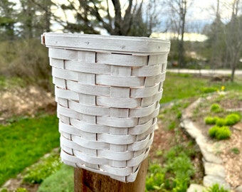 Longaberger panier carré blanchi à la chaux, doublure en plastique, rangement de ferme rustique primitif - fait main