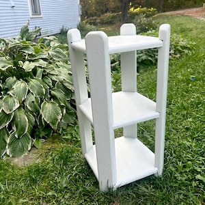 Farmhouse side table with shelf plant stand  handmade painted square table primitive