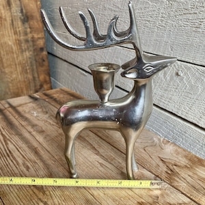 Pottery Barn Silver Candle Holder Reindeer Taper Christmas Holiday