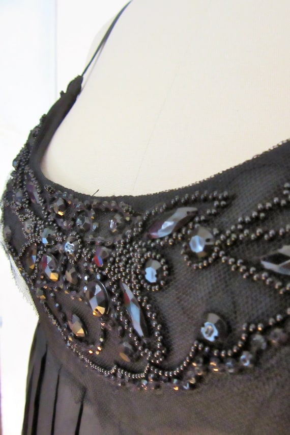 Silk Little Black Dress - Black Beads - Empire Waist - Black Tie - LBD - Formal  Dress - Wedding Spaghetti Straps - Tank Dress - Pleats - - Etsy