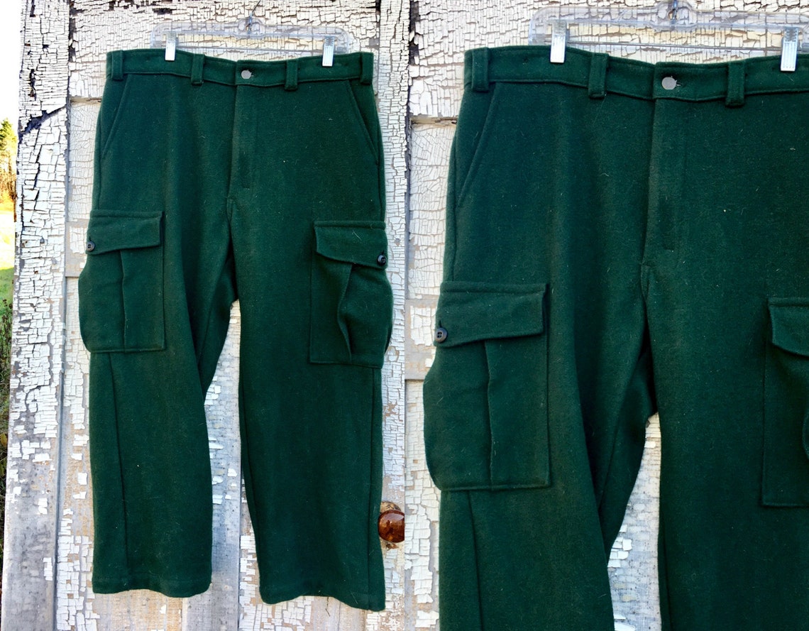 Heavy wool hunting pants green mens pants cargo Etsy