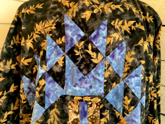 Patchwork reversible artsy cotton jacket - open j… - image 6