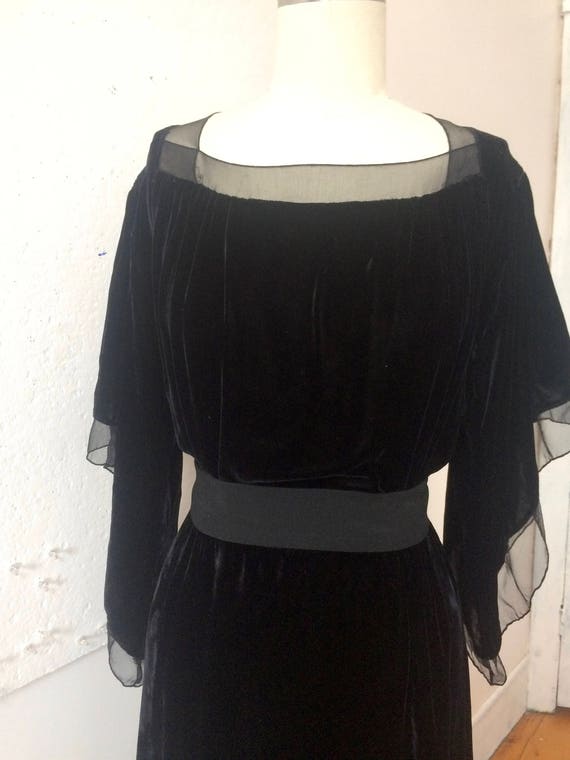 20s 30s Black Silk Velvet Formal Dress - Elegant … - image 6