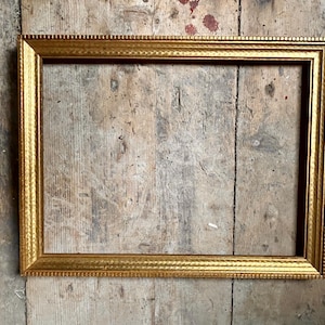 Gold wood picture frame - antique gold color vintage frame  farmhouse frame small frame
