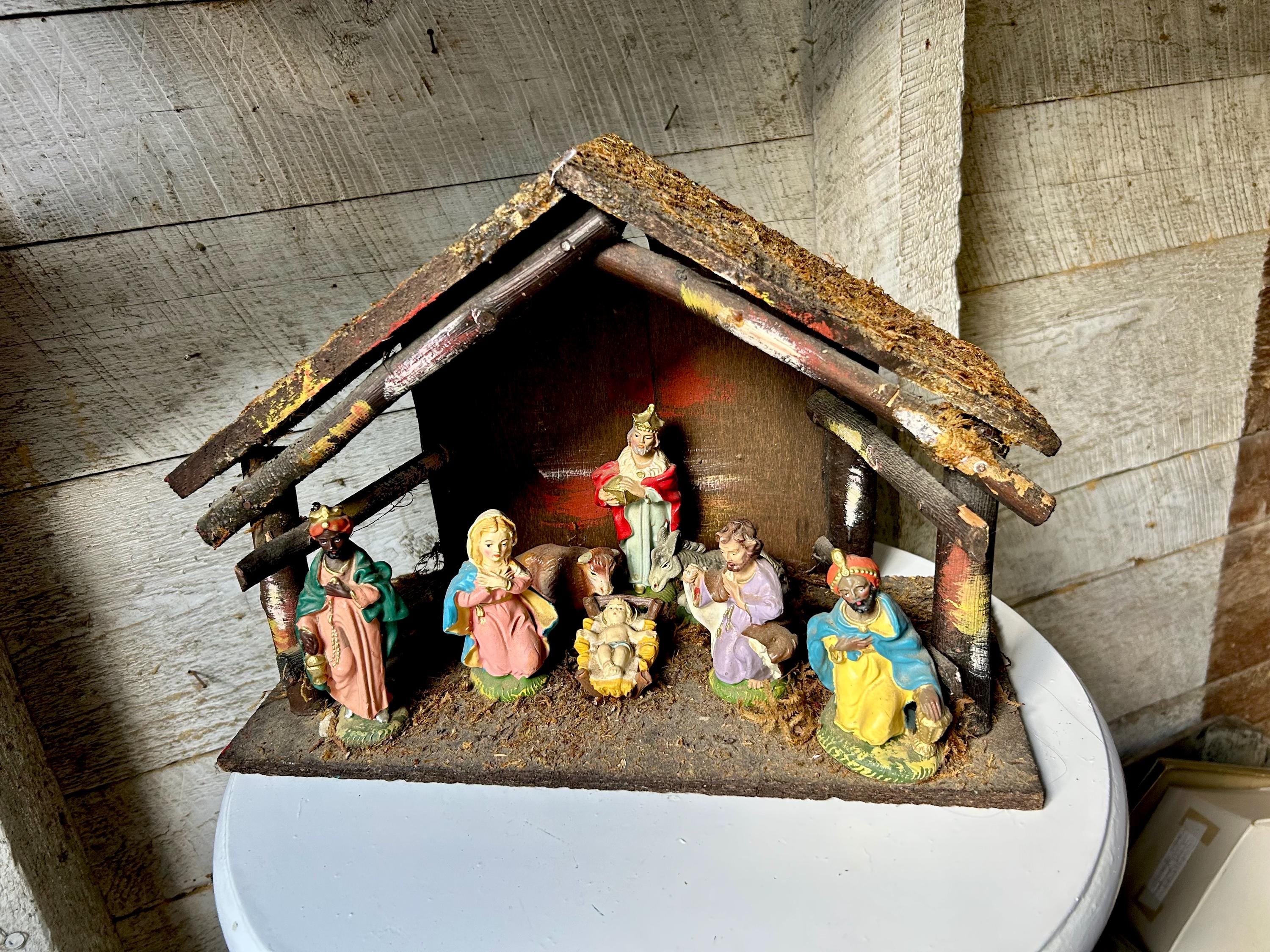 クリスマスの降誕セット - ミッドセンチュリーのチョークウェアの
