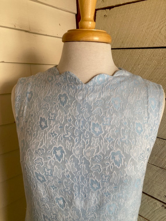 70s light blue sleeveless polyester knit dress sl… - image 9