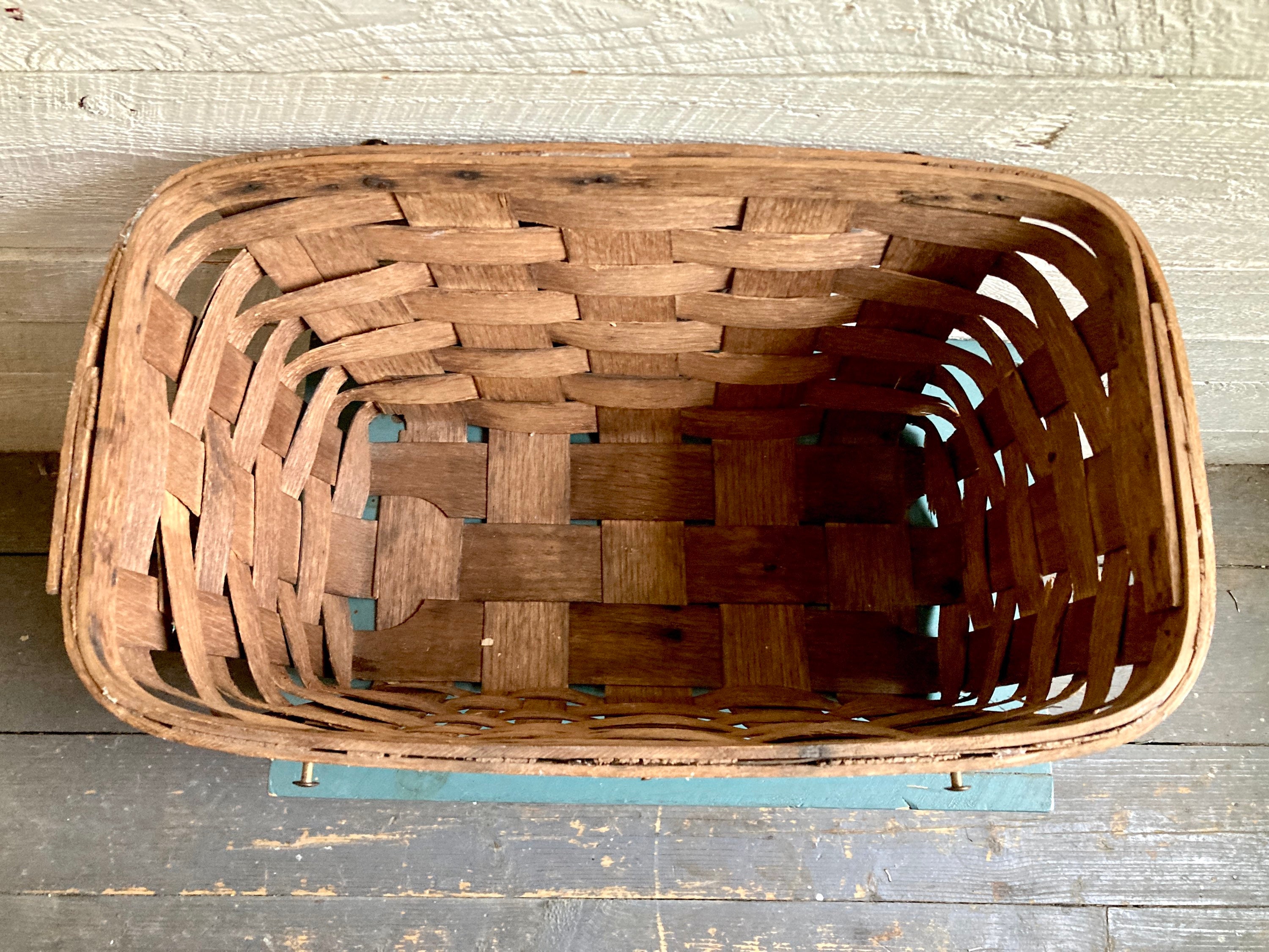 Ancien Panier De Pêche En Bois Tressé Vintage – Panier Creel Primitif