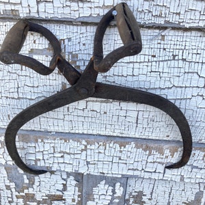 Antique ice block tongs farm tool farmhouse display wall art wall decor