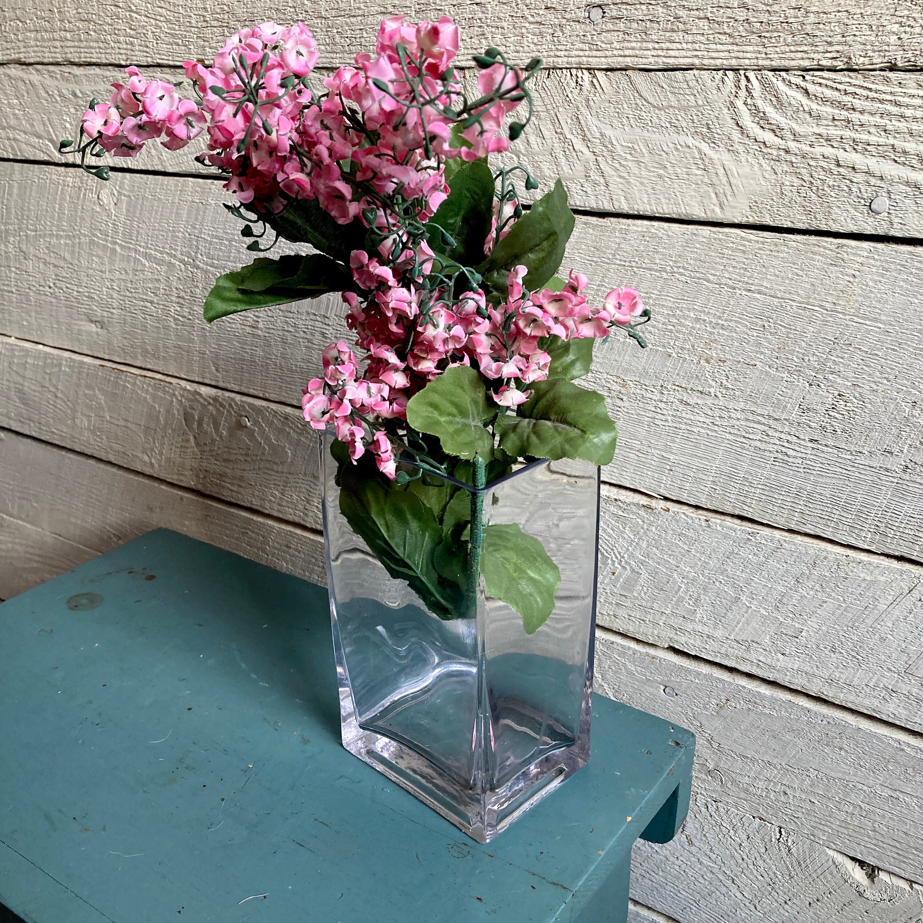 Glass Flower Vase Mid Century Modern Design - Rectangular - Wavy