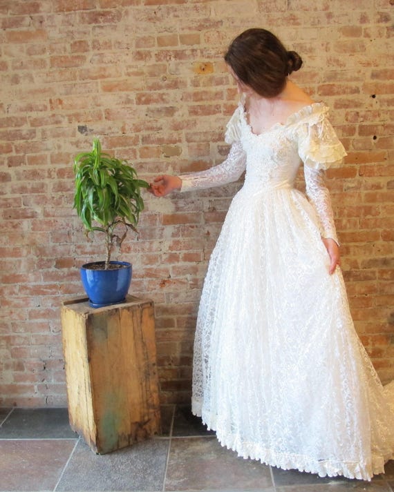 Renaissance Wedding Dress Lace Wedding Gown 1970s 1980s Etsy