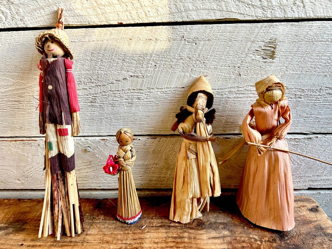 Rustic Dolls 4 Cornhusk Dolls Farmhouse Decor Rustic Primitive Handmade Scarecrow - Etsy