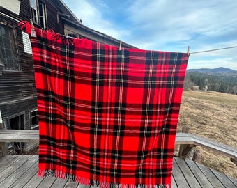 Vintage Troy Robe Red Black Yellow Plaid Blanket Wool - Etsy