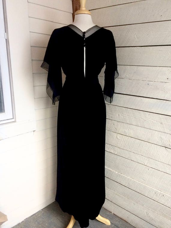 20s 30s Black Silk Velvet Formal Dress - Elegant … - image 4