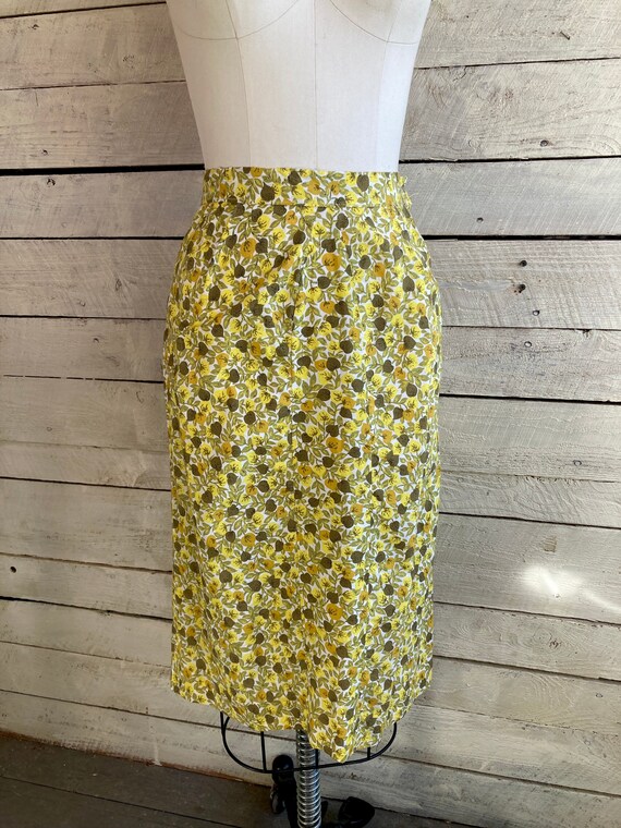 60s Yellow cotton floral print skirt tank jacket … - image 5
