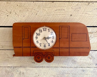 70s Handmade travel trailer clock battery clock primitive style