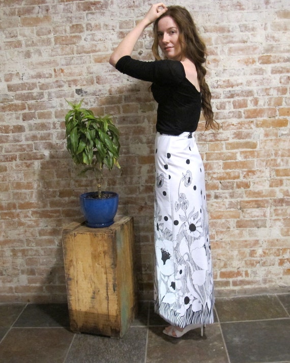 1960s Black White Skirt - Long Skirt - 1960s - Vi… - image 3