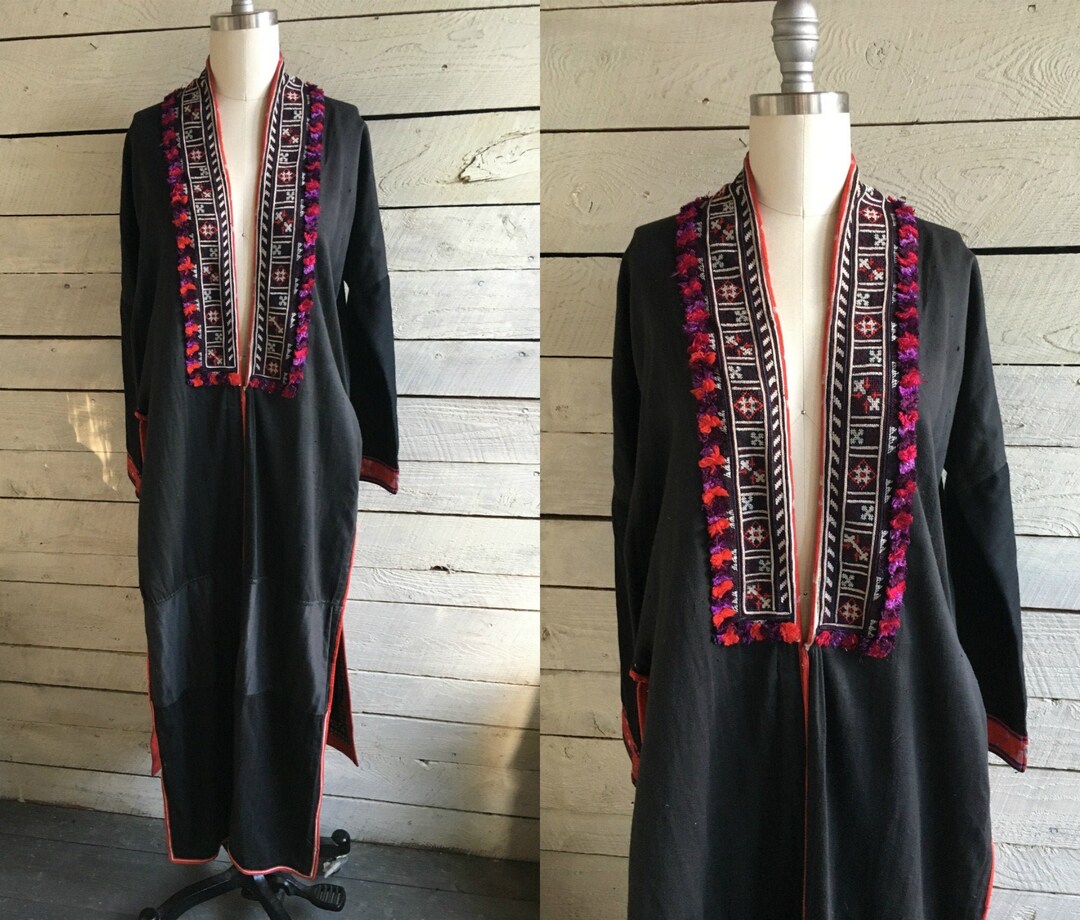 Vintage Hill Tribal Vietnamese Jacket Long Boho Hippie Embroidered