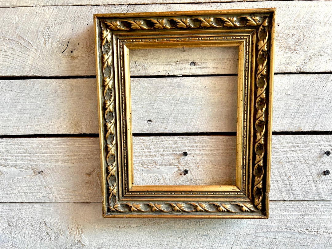 Ornate Wood Picture Frame - Antique Gold Color - Plaster Raised