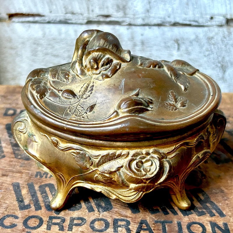 Antique Gilded Nouveau Jewelry Boxes - Etsy