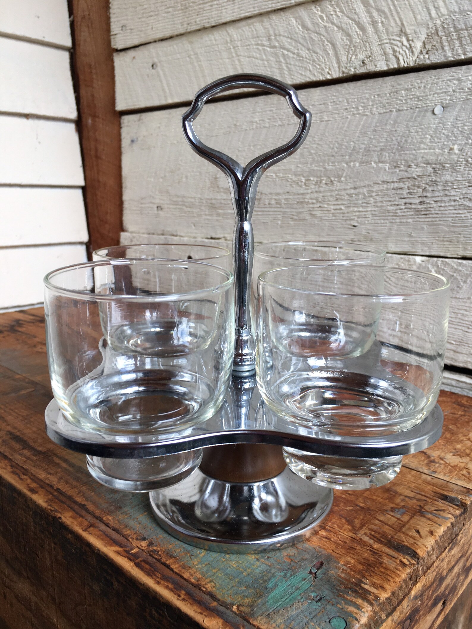 Mid Century Barware Lazy Susan Drink Caddy Chrome Holder Etsy
