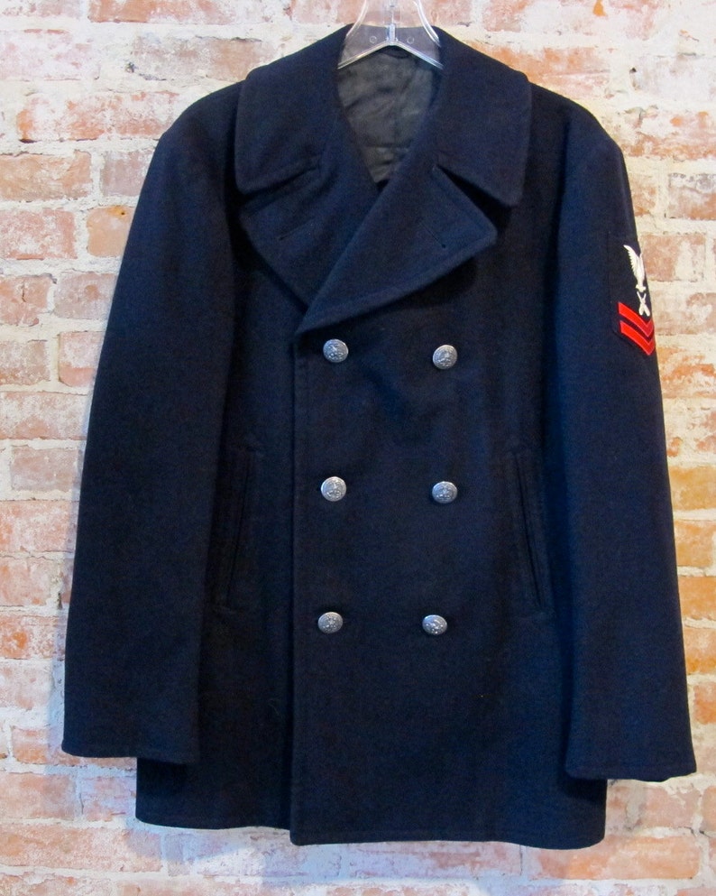 Navy Pea Coat Wool Jacket Petty Officer 2nd Class Etsy