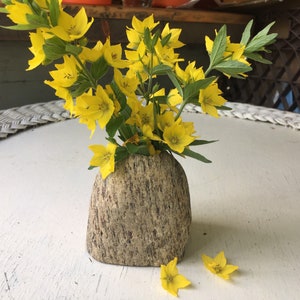Stone bud vase - natural rock vase - rustic decor  - tan and gray rock - textured stone - beach house decor - candle holder