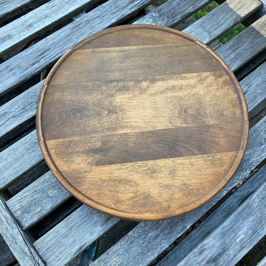 Mid Century 60s Wood Lazy Susan Plate Party Appetizer Tray Etsy