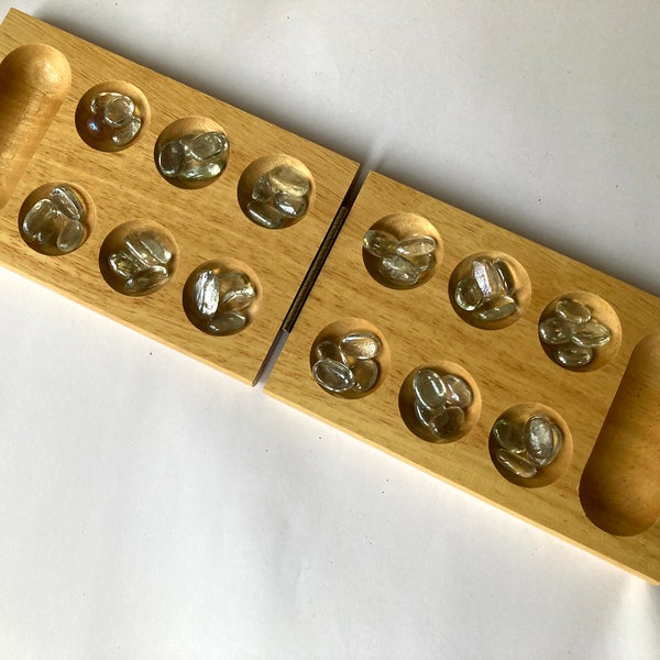 Mancala board game African- Kalaha wood board game strategy game, wooden board game, family board game, game for adults and kids table game