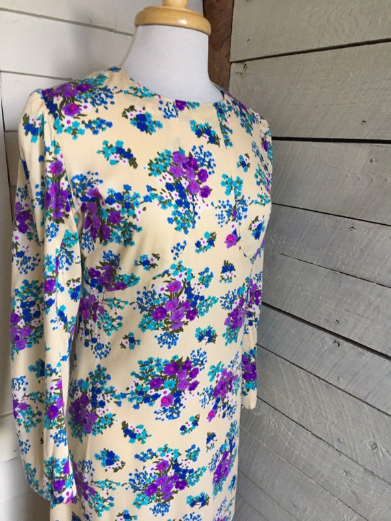 70s floral maxi dress - long sleeves - handmade -… - image 9