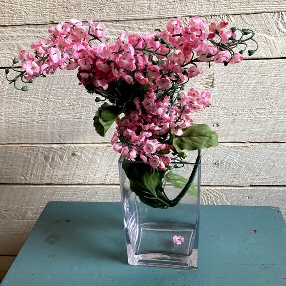 Glass Flower Vase Mid Century Modern Design - Rectangular - Wavy