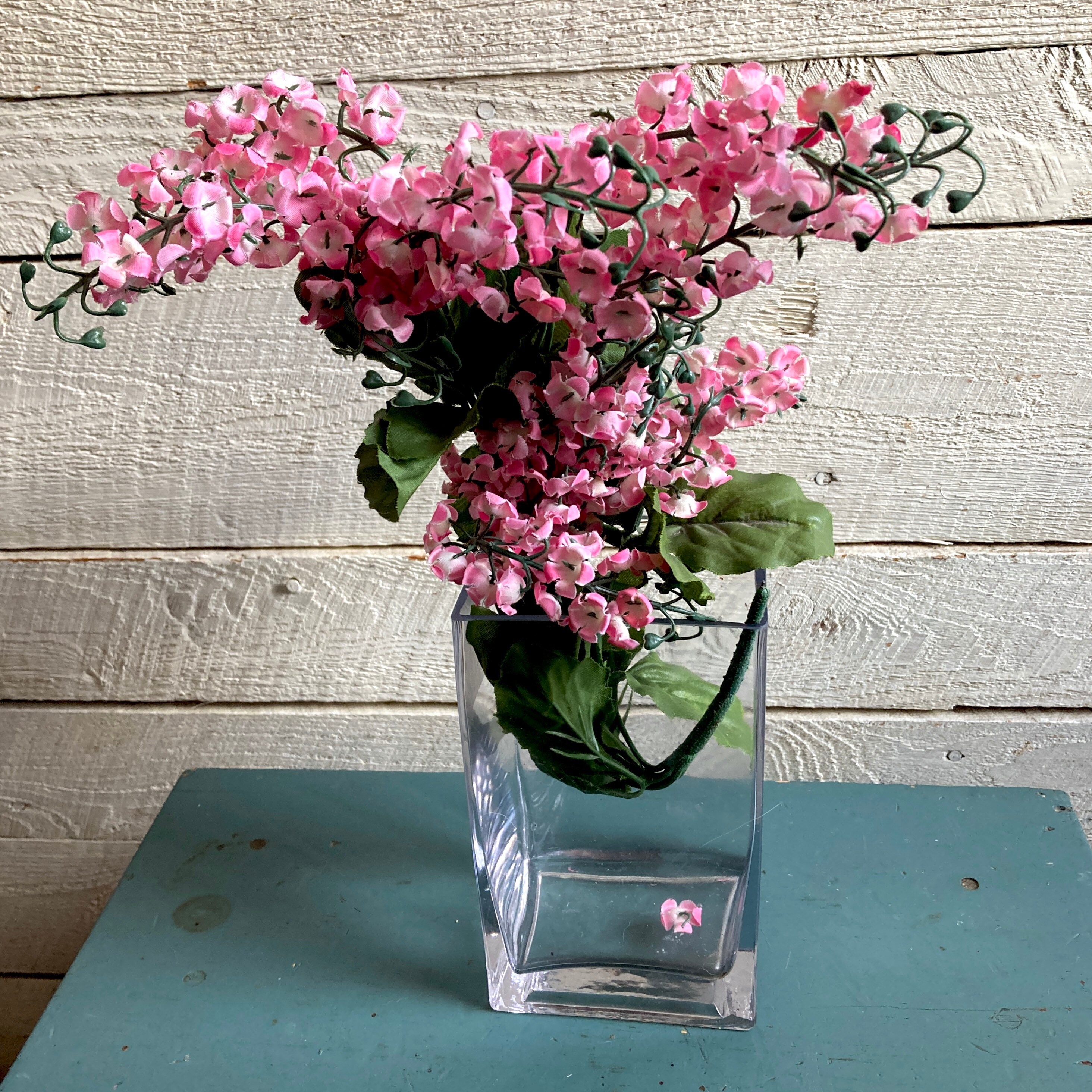 Glass Flower Vase Mid Century Modern Design - Rectangular - Wavy
