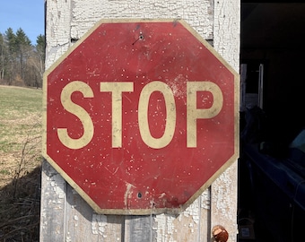 Stop Sign , road highway sign , man cave wall art , vintage metal stop sign , garage art