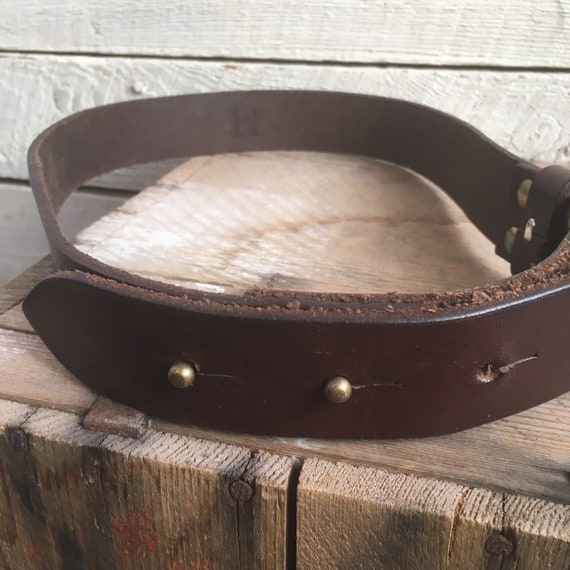 Brown leather belt - brass buckle - hippie - boho… - image 4