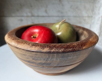 Antique wooden bowl farmhouse handmade - motar wood primitive - salad bowl