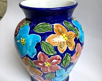 テラコッタの花瓶 メキシコ カラフルな陶器の花瓶 壷型 - Etsy 日本