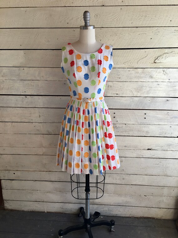 50s Polka Dot XS dress - Colorful - Rockabilly - … - image 3