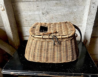Creel De Pêche Vintage En Osier - Panier Pour Pêche à La Mouche - Occasion