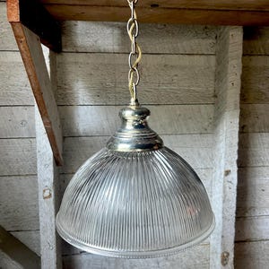 Holophane pendant lamp -  ceiling hanging lamp clear glass farmhouse kitchen hangs on chain